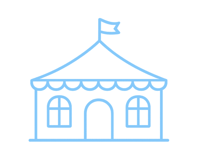 Blue tent icon representing temporary or mobile structures.